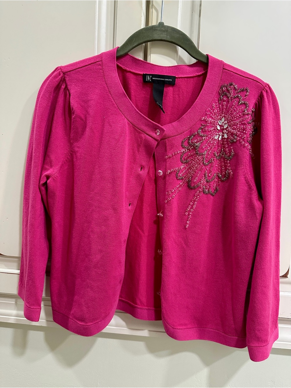 INC International Concepts Girls' Hot Pink Embellished Cardigan
